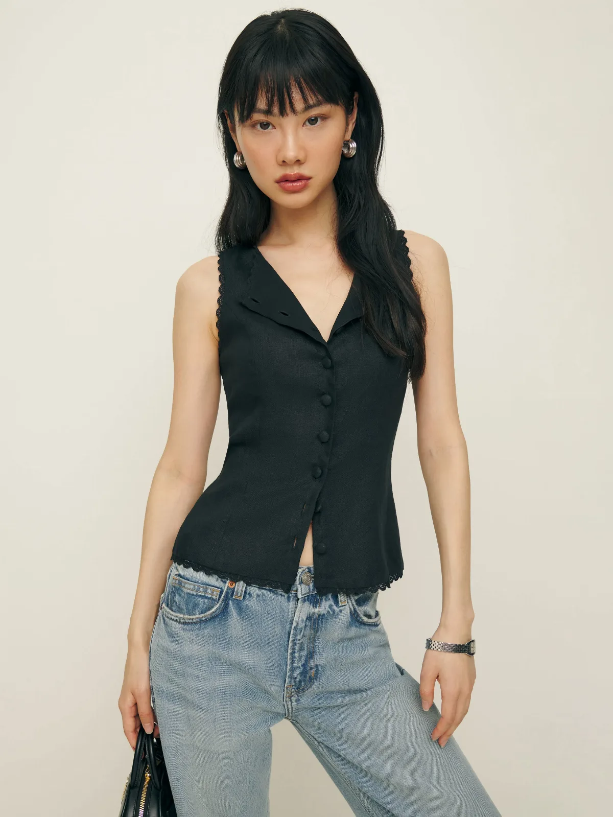 Amela Linen Top by Reformation