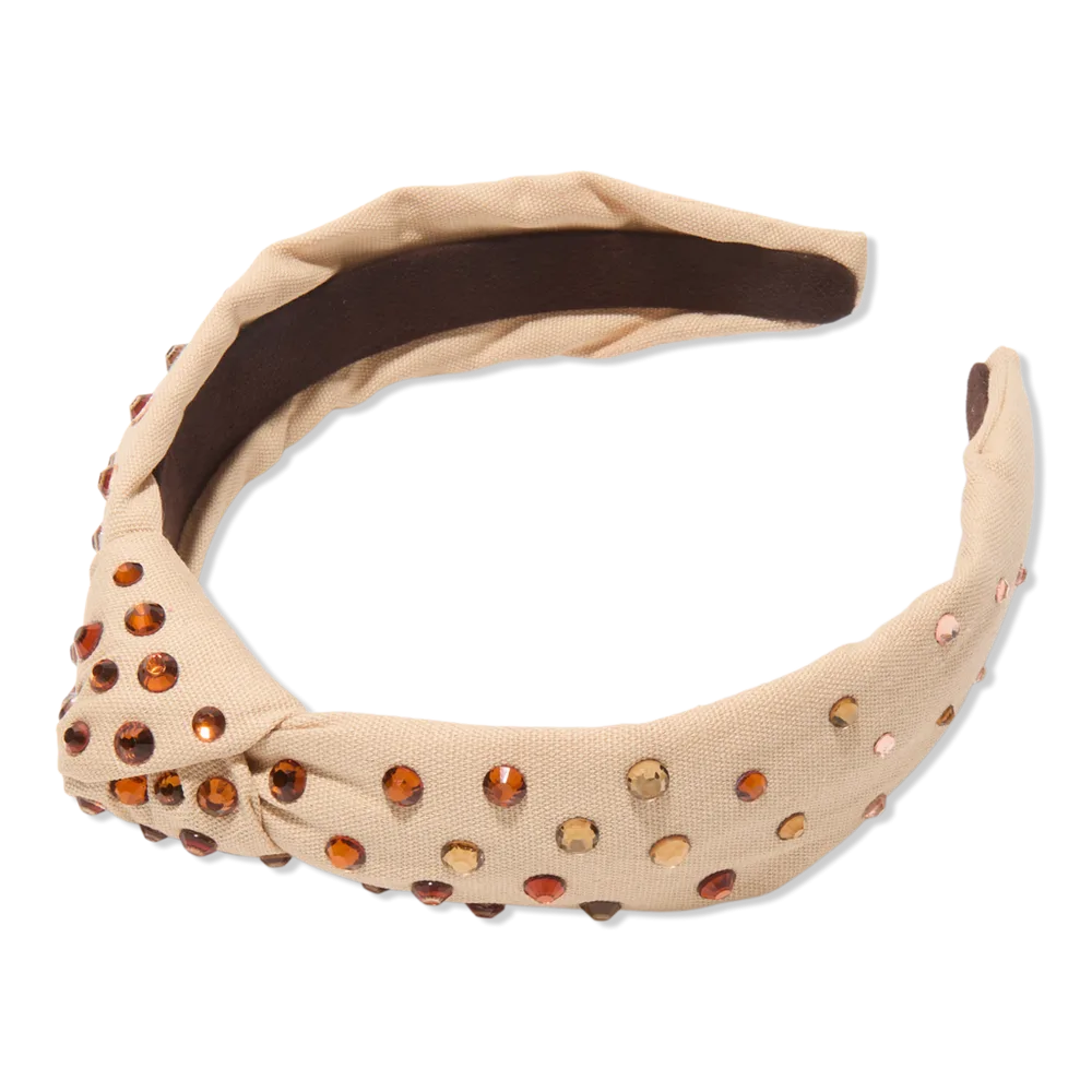 Gradient Crystal Caramel Slim Knotted Headband by Lele Sadoughi
