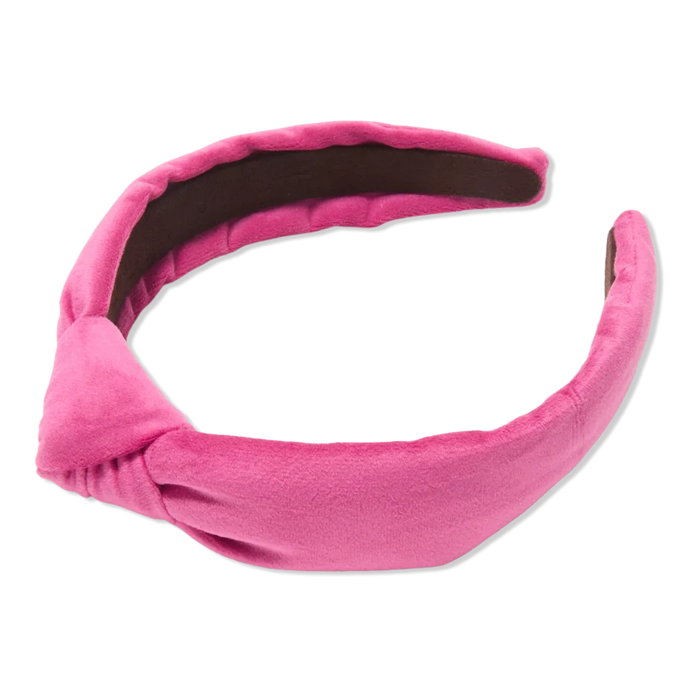 Bubble Gum Pink Velvet Slim Knotted Headband by Lele Sadoughi