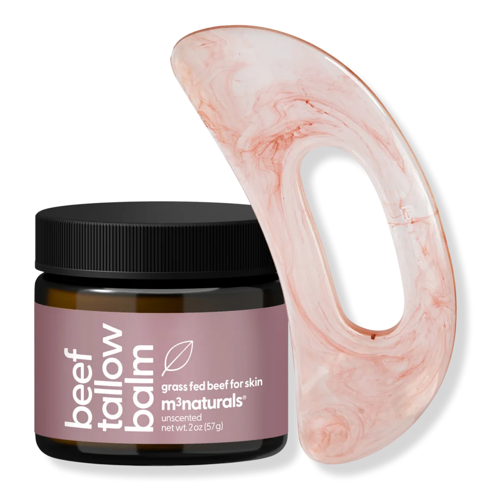 Unscented Beef Tallow Balm + Body Gua Sha Set by M3