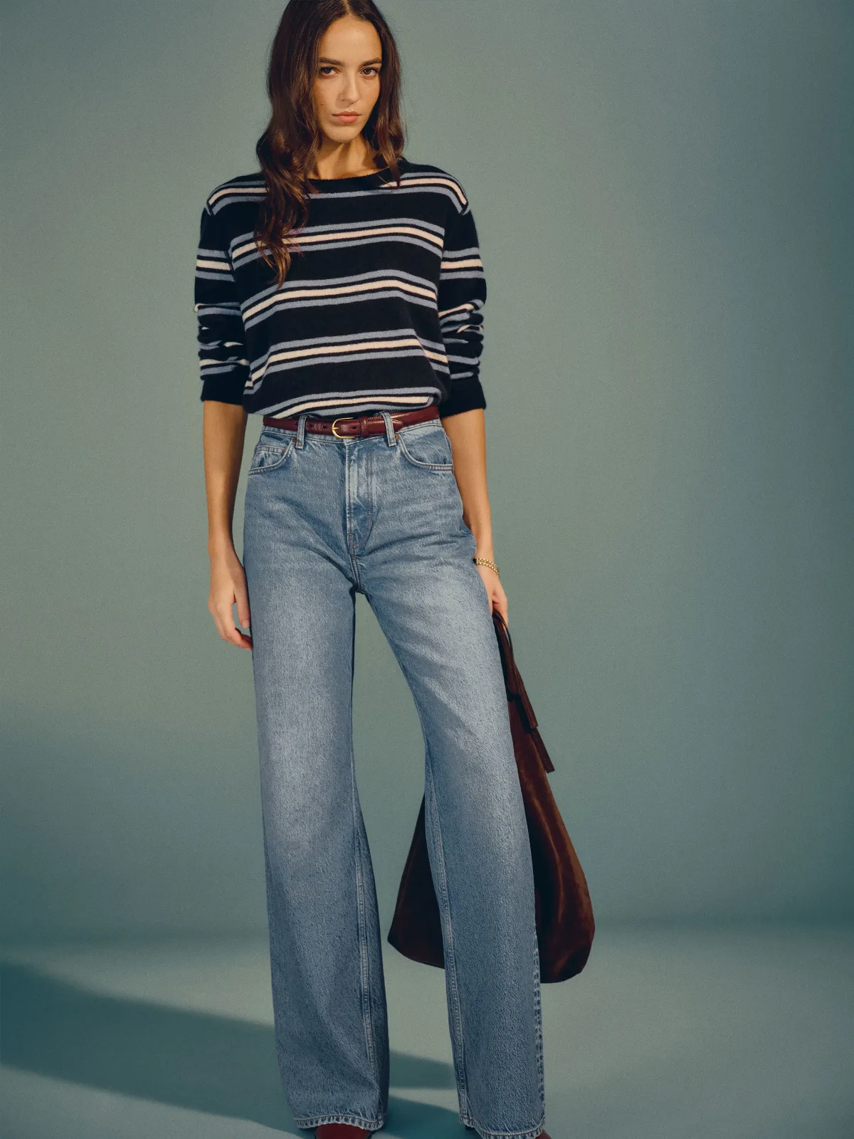 Cary High Rise Slouchy Wide Leg Jeans Blue Denim by Reformation