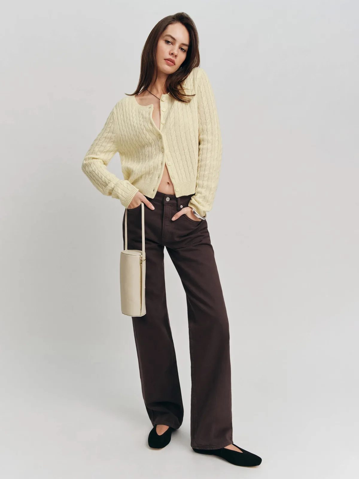 Val 90s Mid Rise Straight Jeans Brown Denim by Reformation