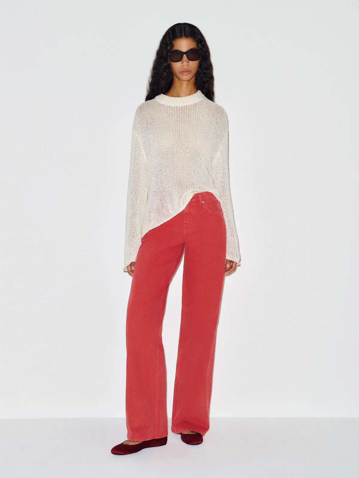Cary Low Rise Slouchy Wide Leg Jeans Red Denim by Reformation