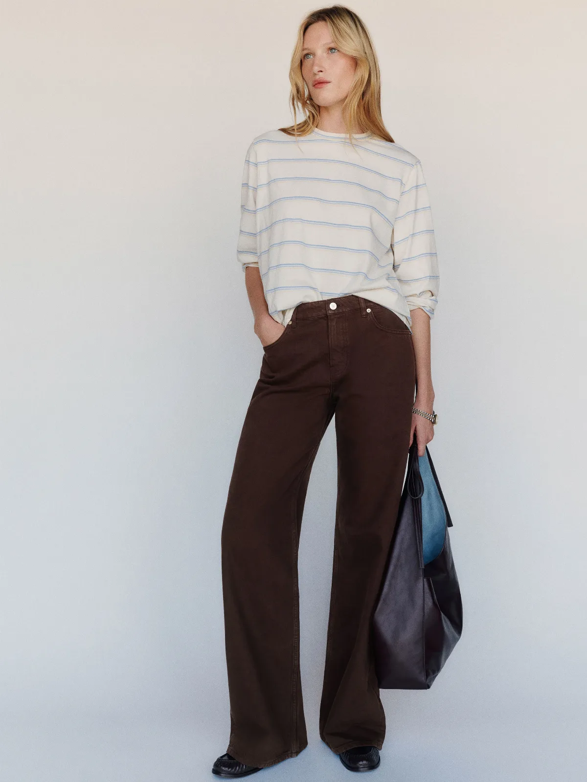 Cary Low Rise Slouchy Wide Leg Jeans Brown Denim by Reformation
