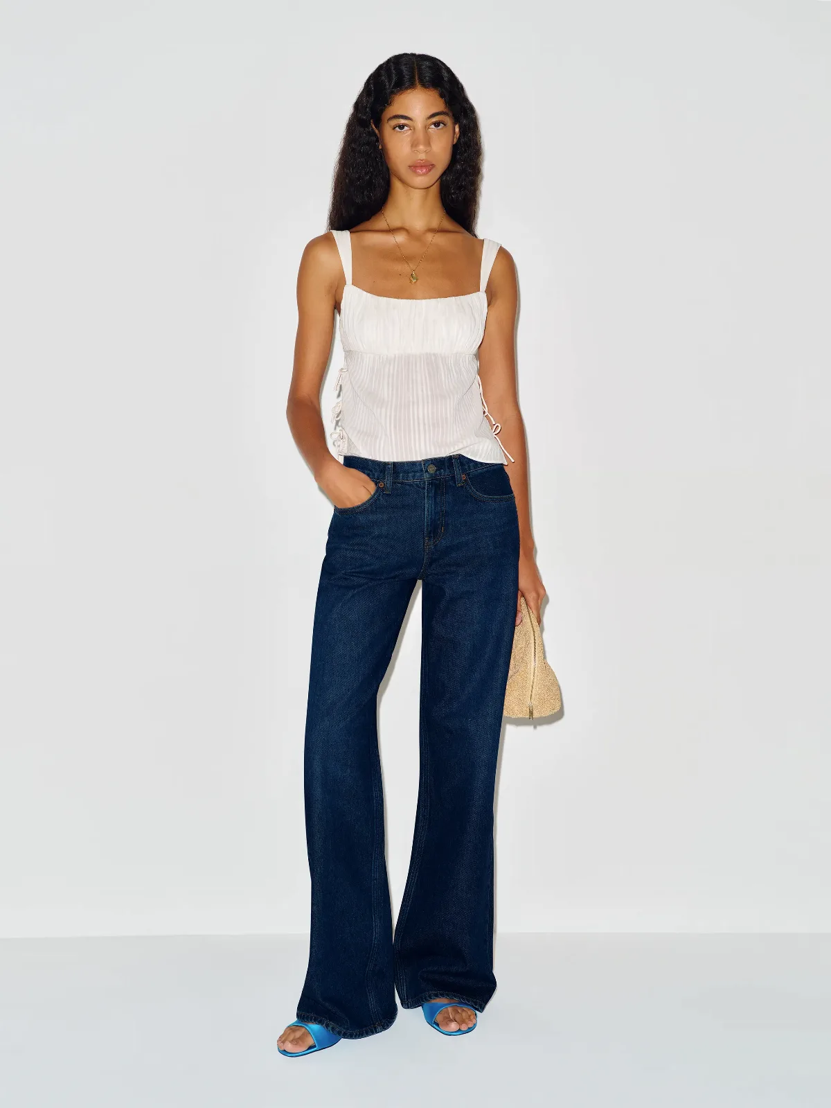 Cary Low Rise Slouchy Wide Leg Jeans Blue Denim by Reformation