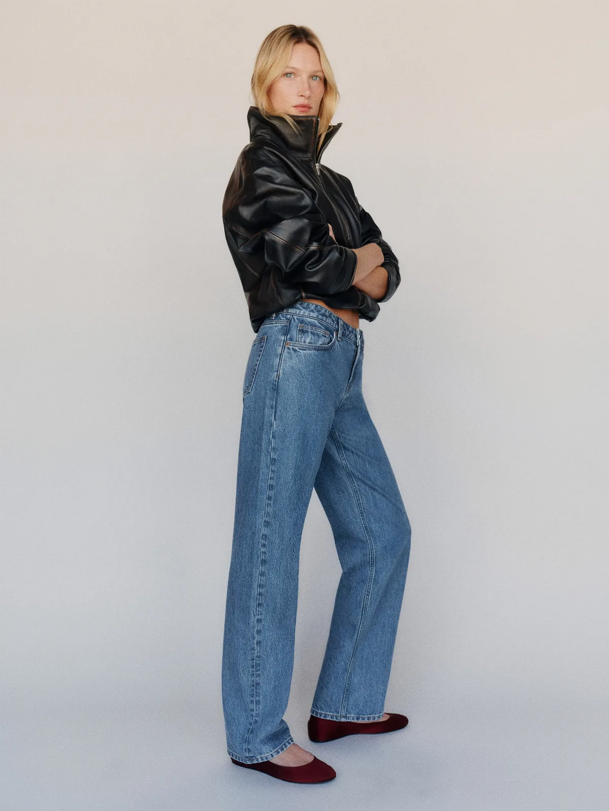 Charlee Low Rise Straight Leg Jeans Blue Denim by Reformation
