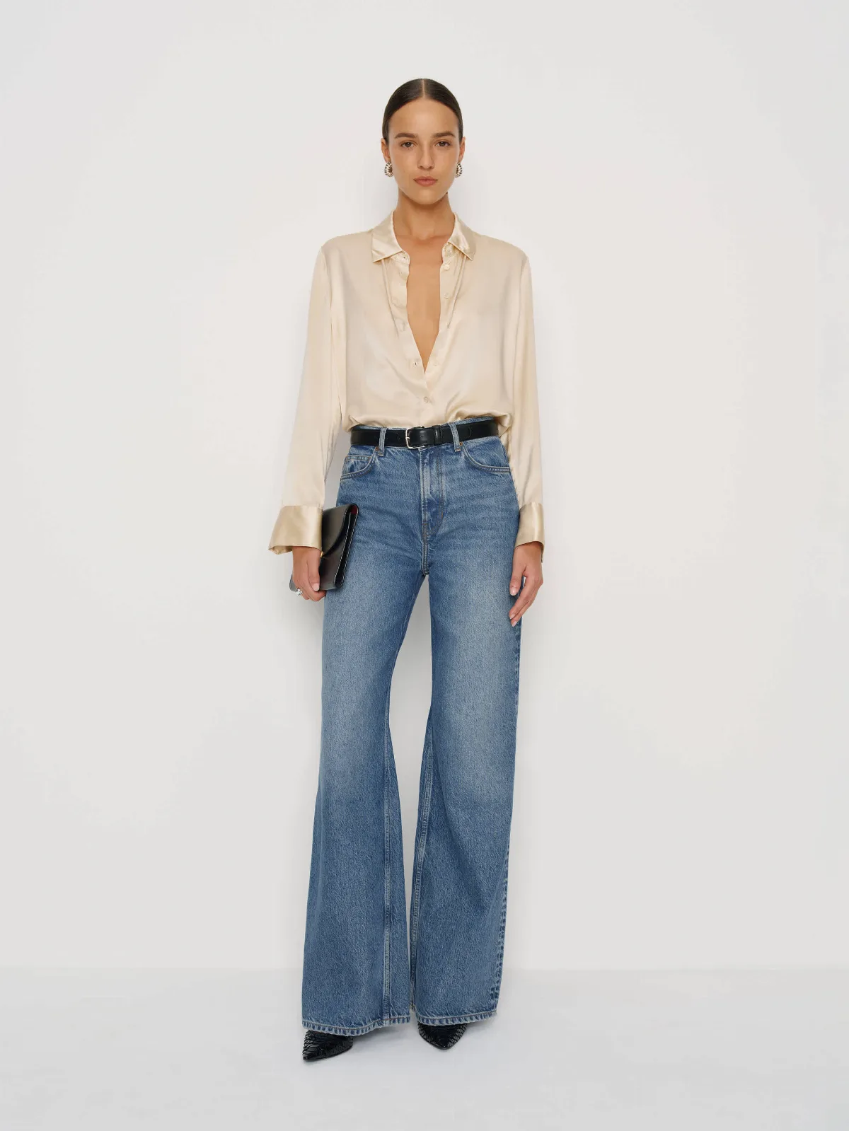 Cary High Rise Slouchy Wide Leg Short Jeans by Reformation