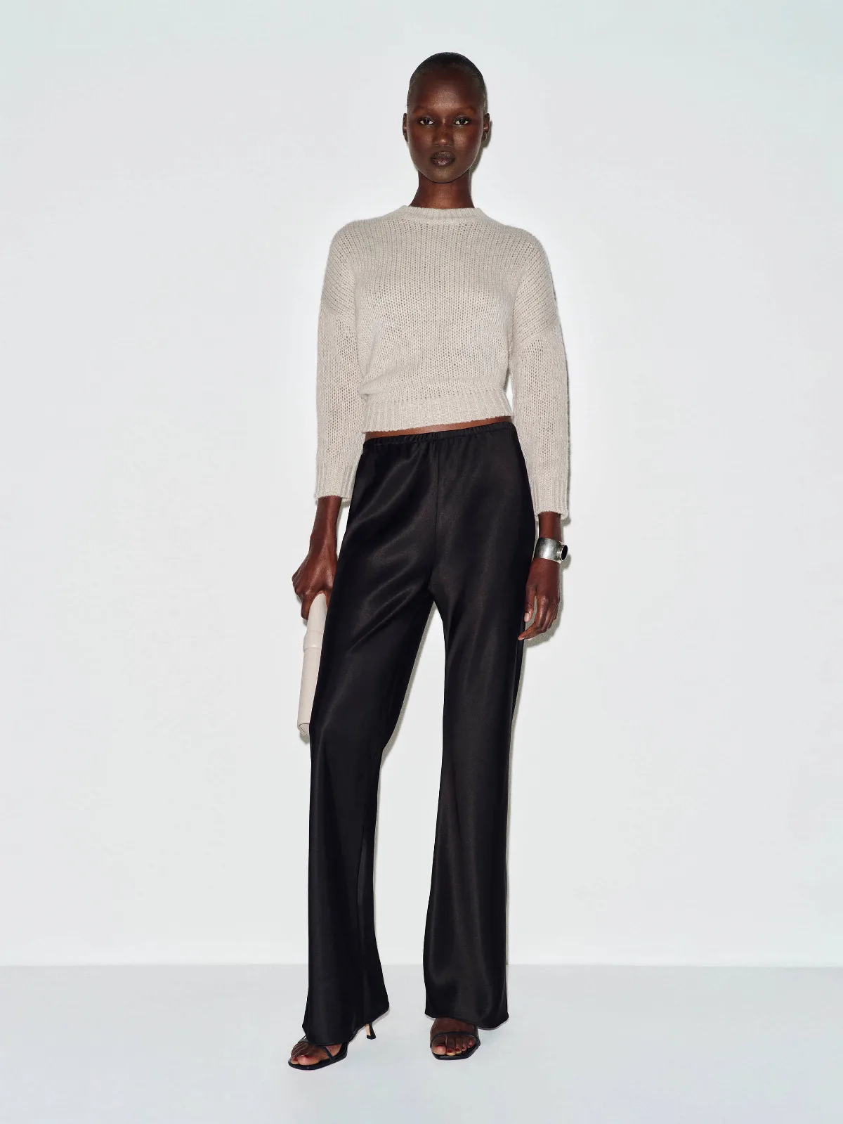 Gale Satin Mid Rise Bias Pant by Reformation