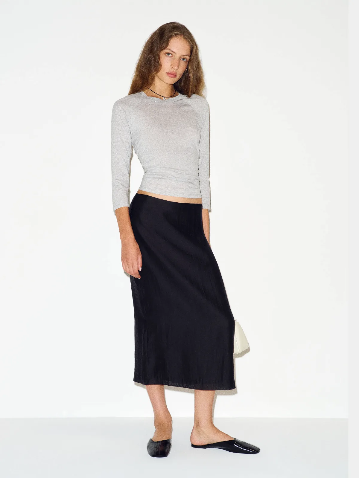 Helen Low Waist Midi Skirt Pitch by Reformation