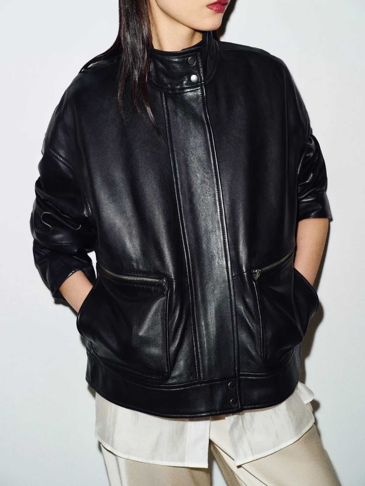 Veda Harrison Leather Oversized Bomber