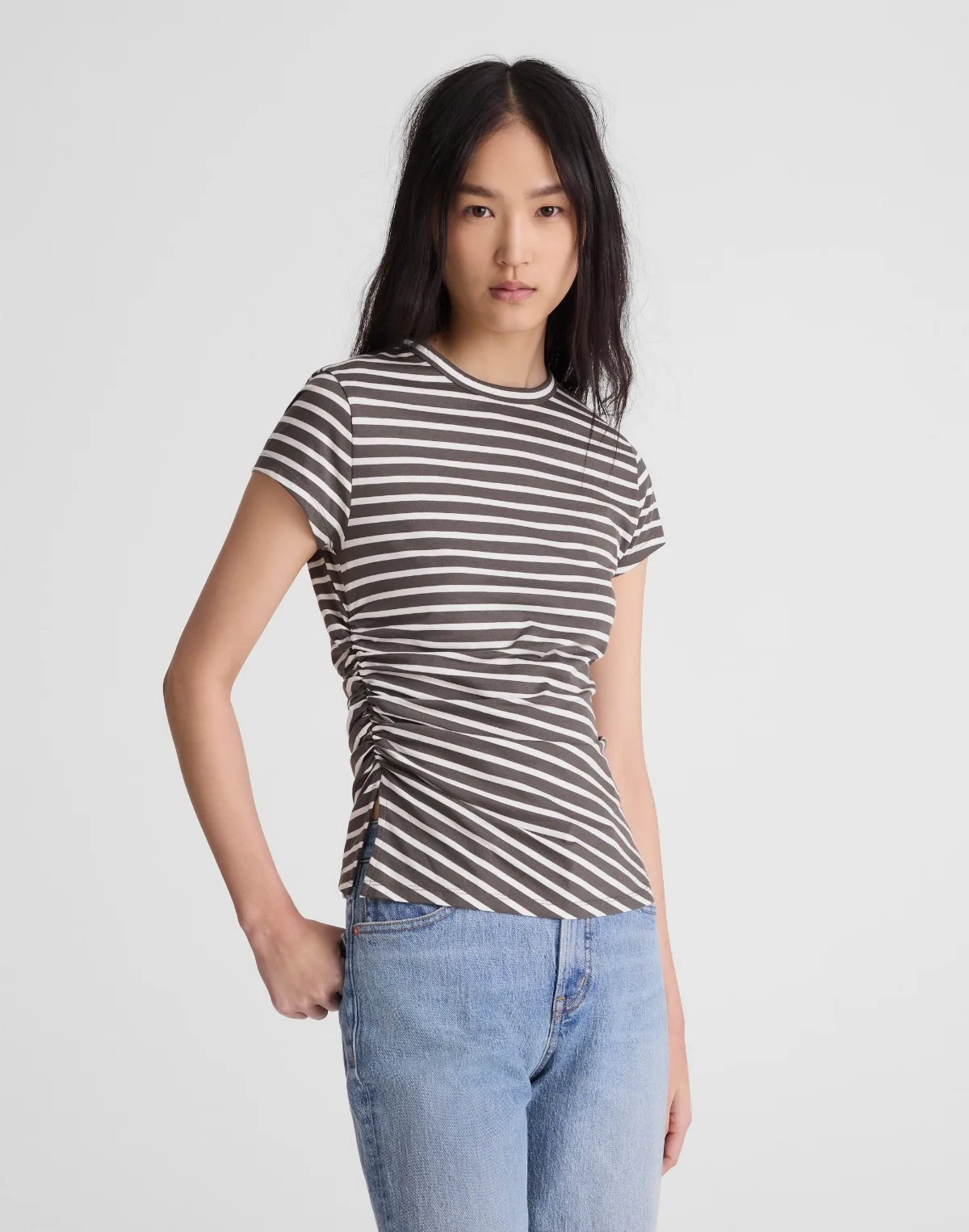 Asymmetric Ruched Tee in Allday Jersey by MW