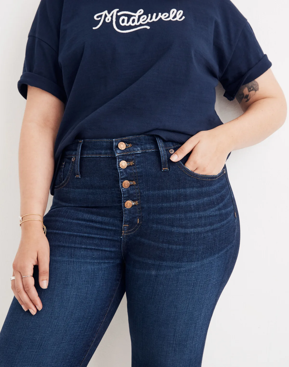 Tall 9" Mid-Rise Skinny Jeans in Hayes Wash: Button-Front Edition by MW