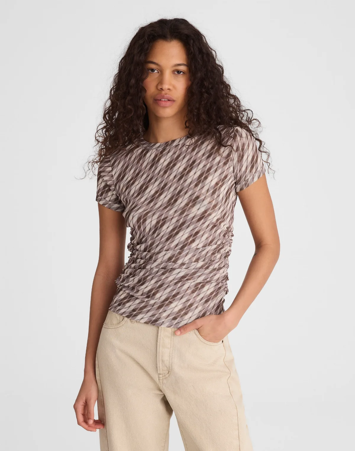 Ruched Cap-Sleeve Tee by MW