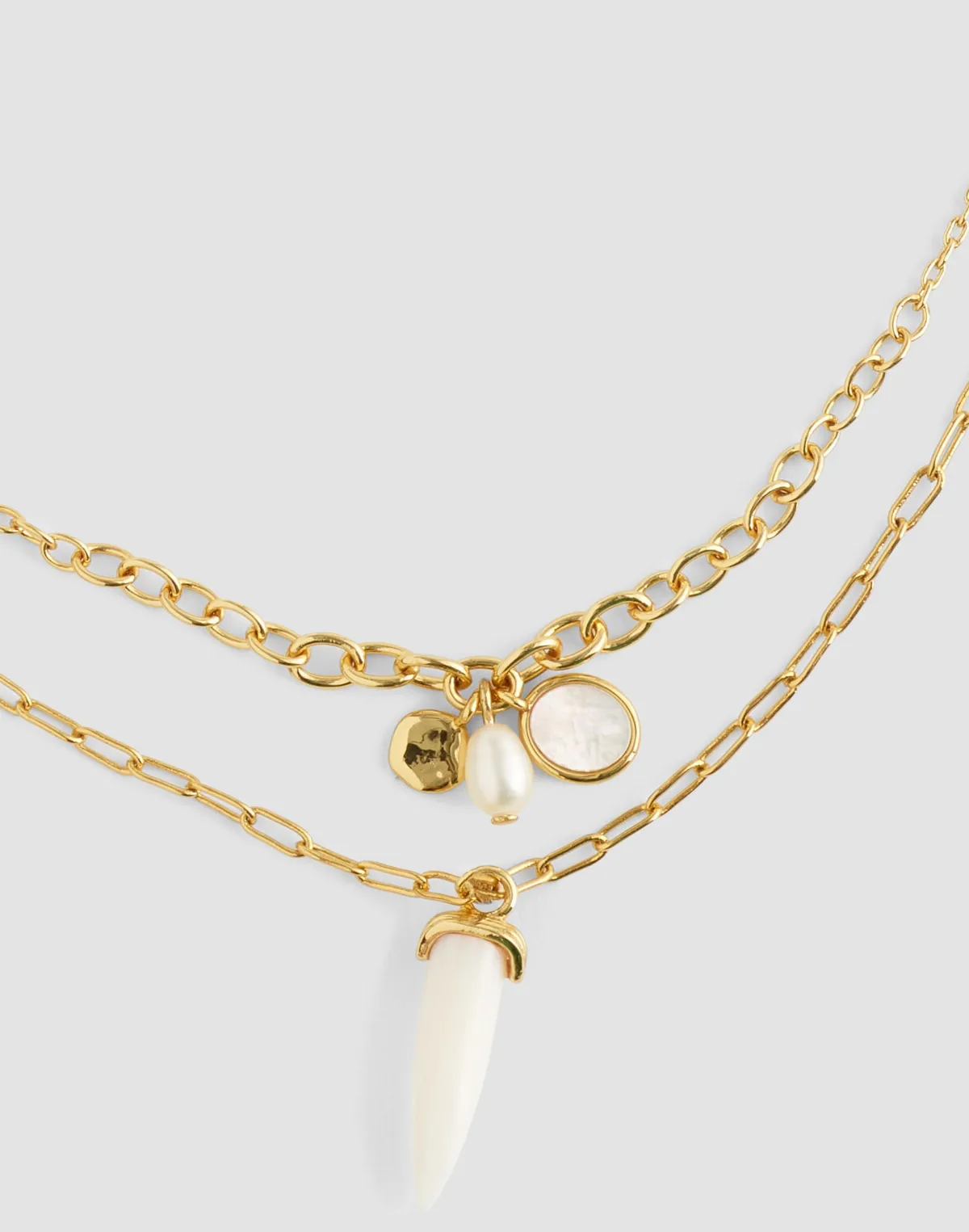 Mother-of-Pearl Horn Necklace Set by MW