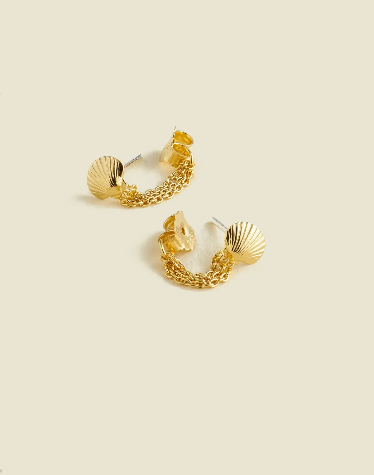 Demi-Fine Shell Chain Stud Earrings by MW