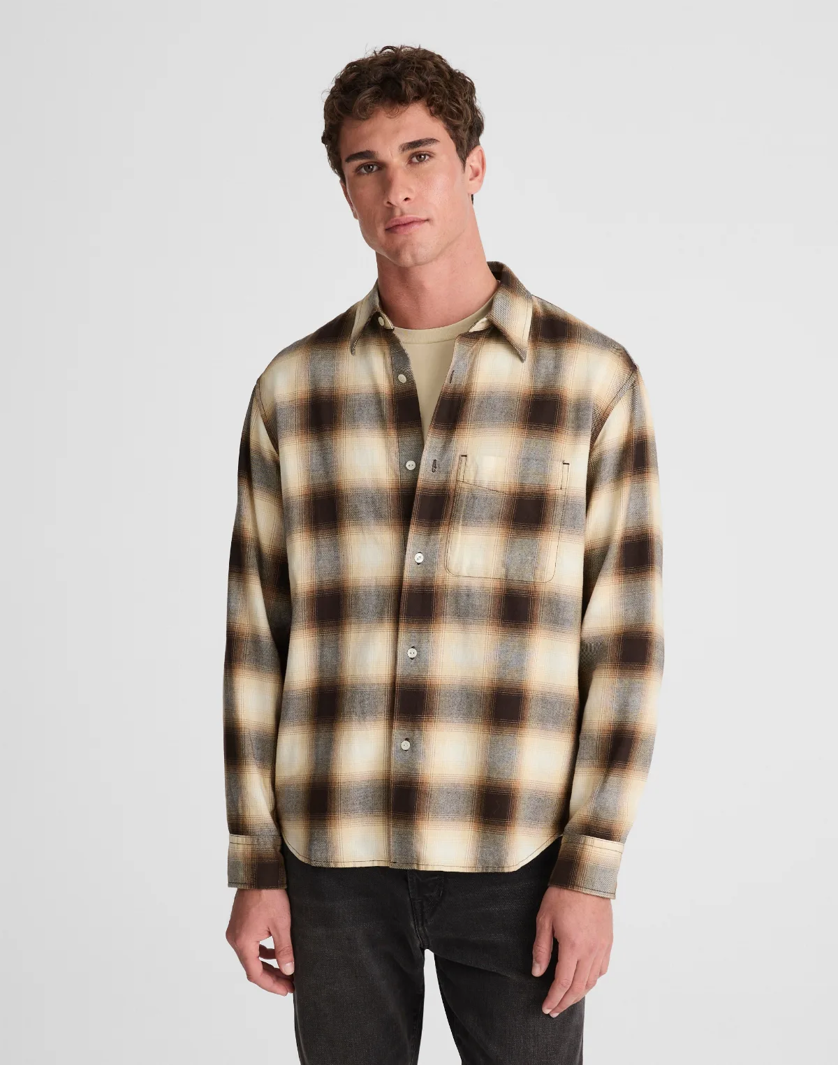 Lightweight Flannel Button-Up Shirt