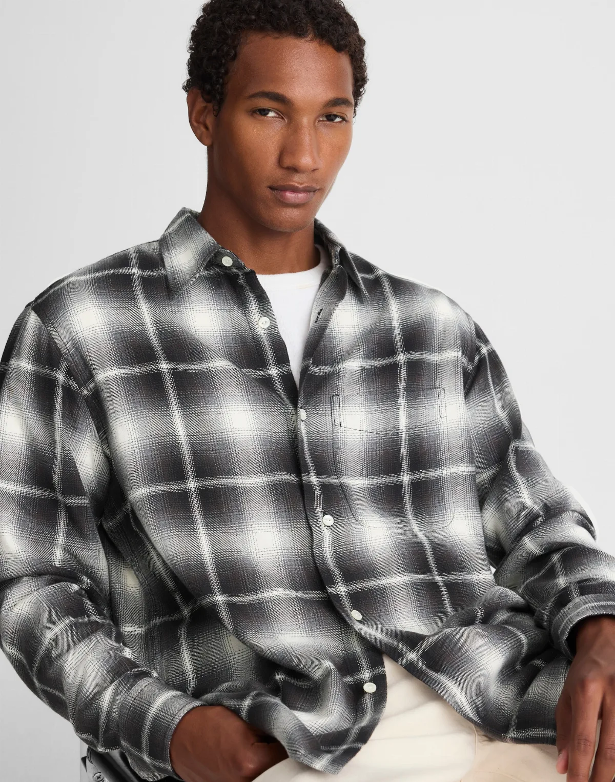 Lightweight Flannel Button-Up Shirt