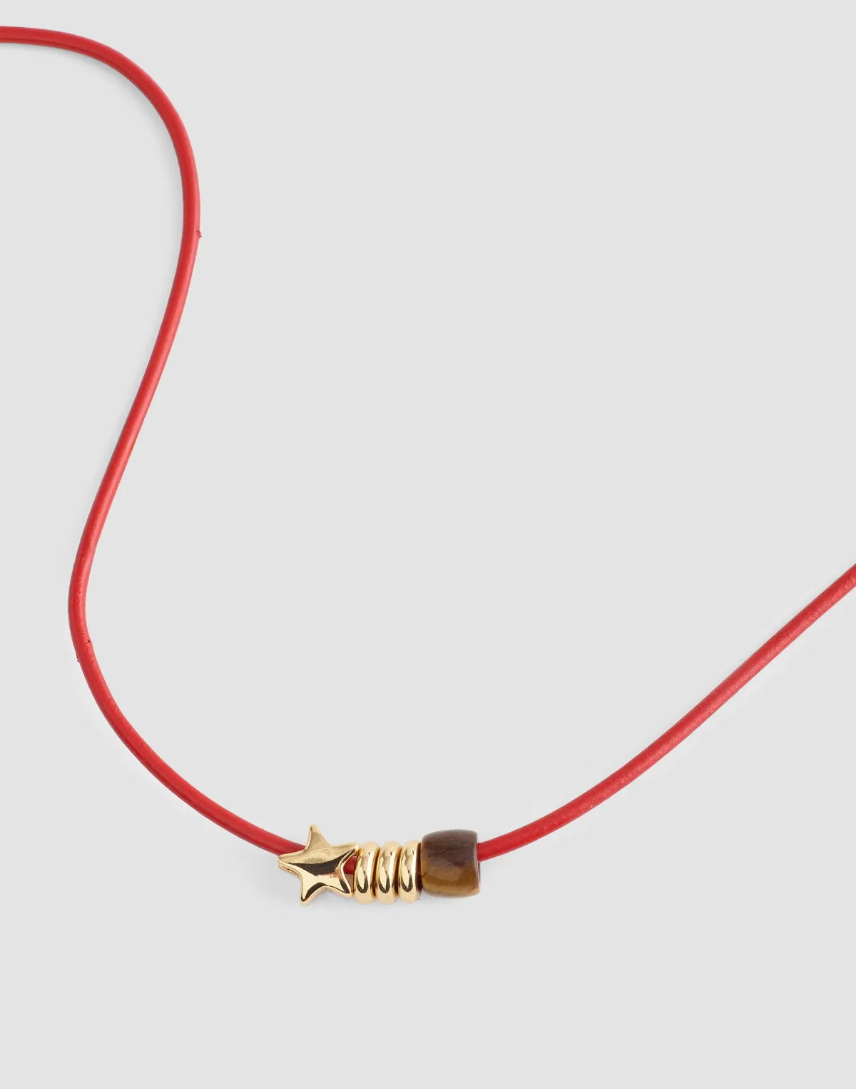 Semiprecious Charm Leather Choker Necklace by MW