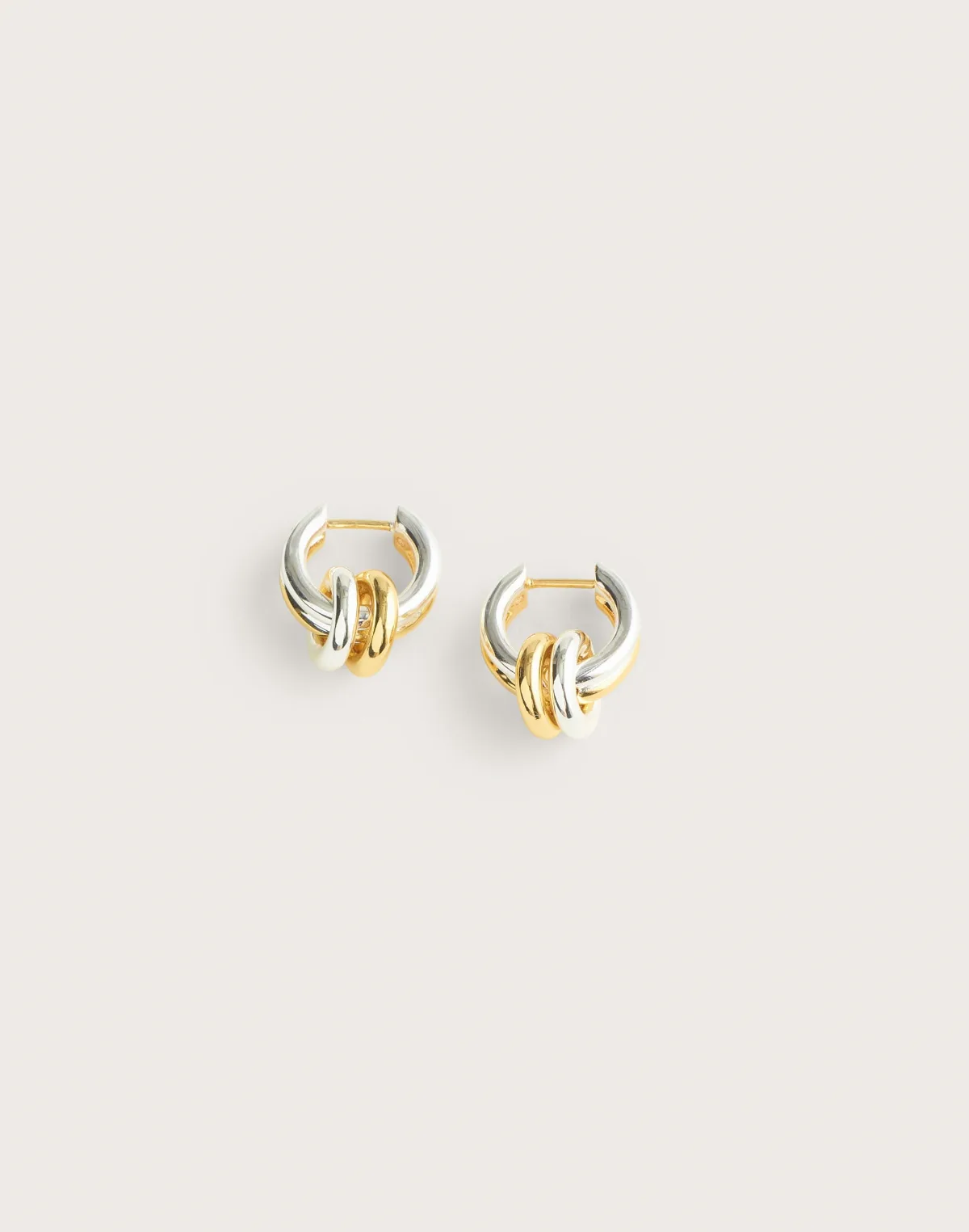 Mixed-Metal Double-Ring Huggie Hoop Earrings by MW