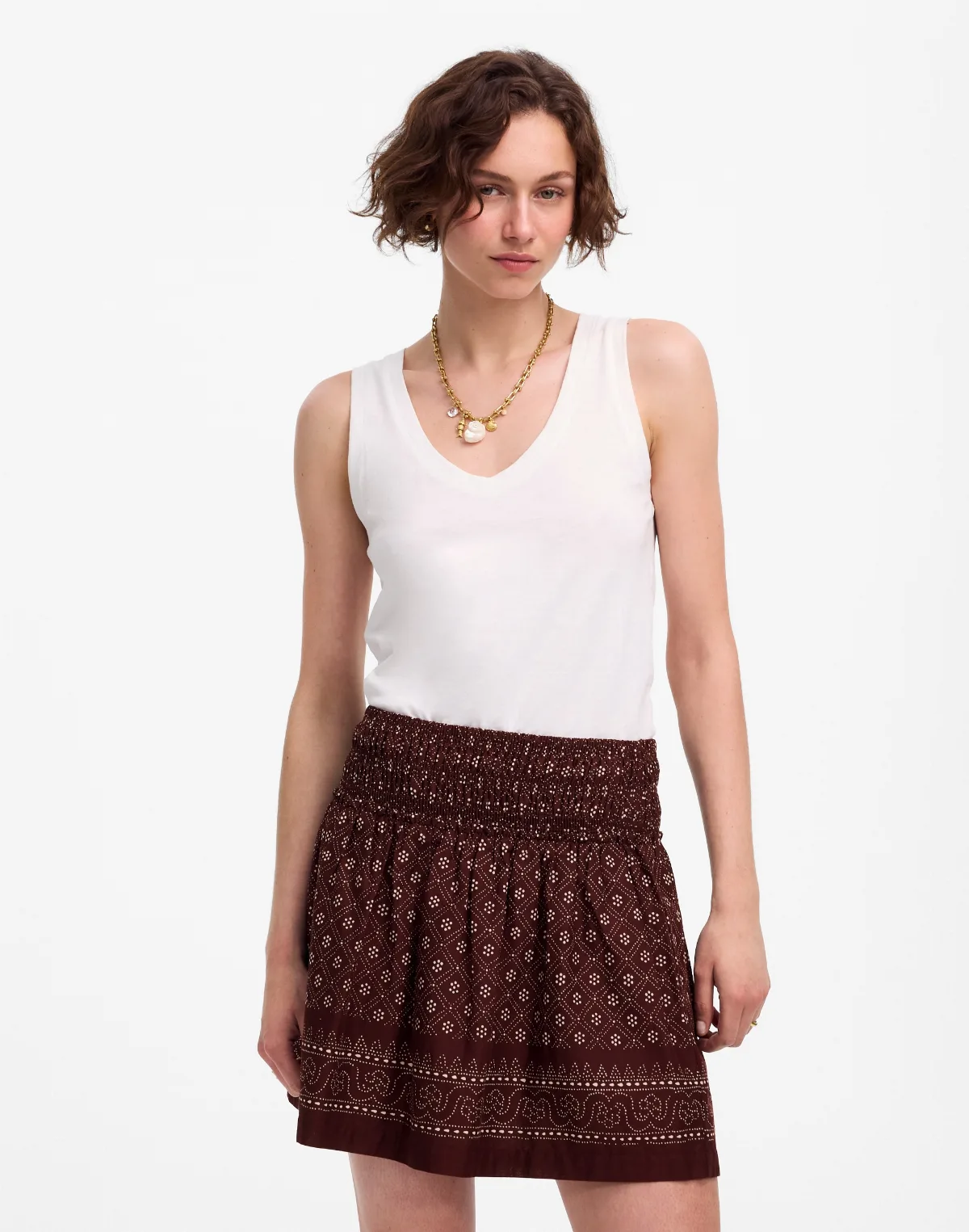 Ruffled Mini Skirt in Paisley Cotton Voile by MW