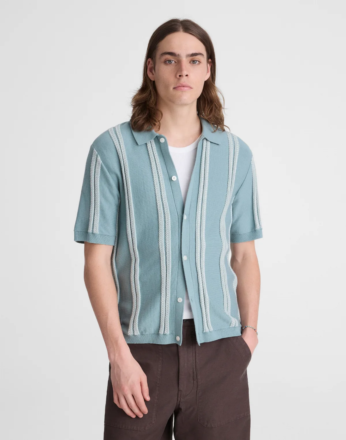 Striped Button-Up Sweater Polo in Everyday Cotton by MW