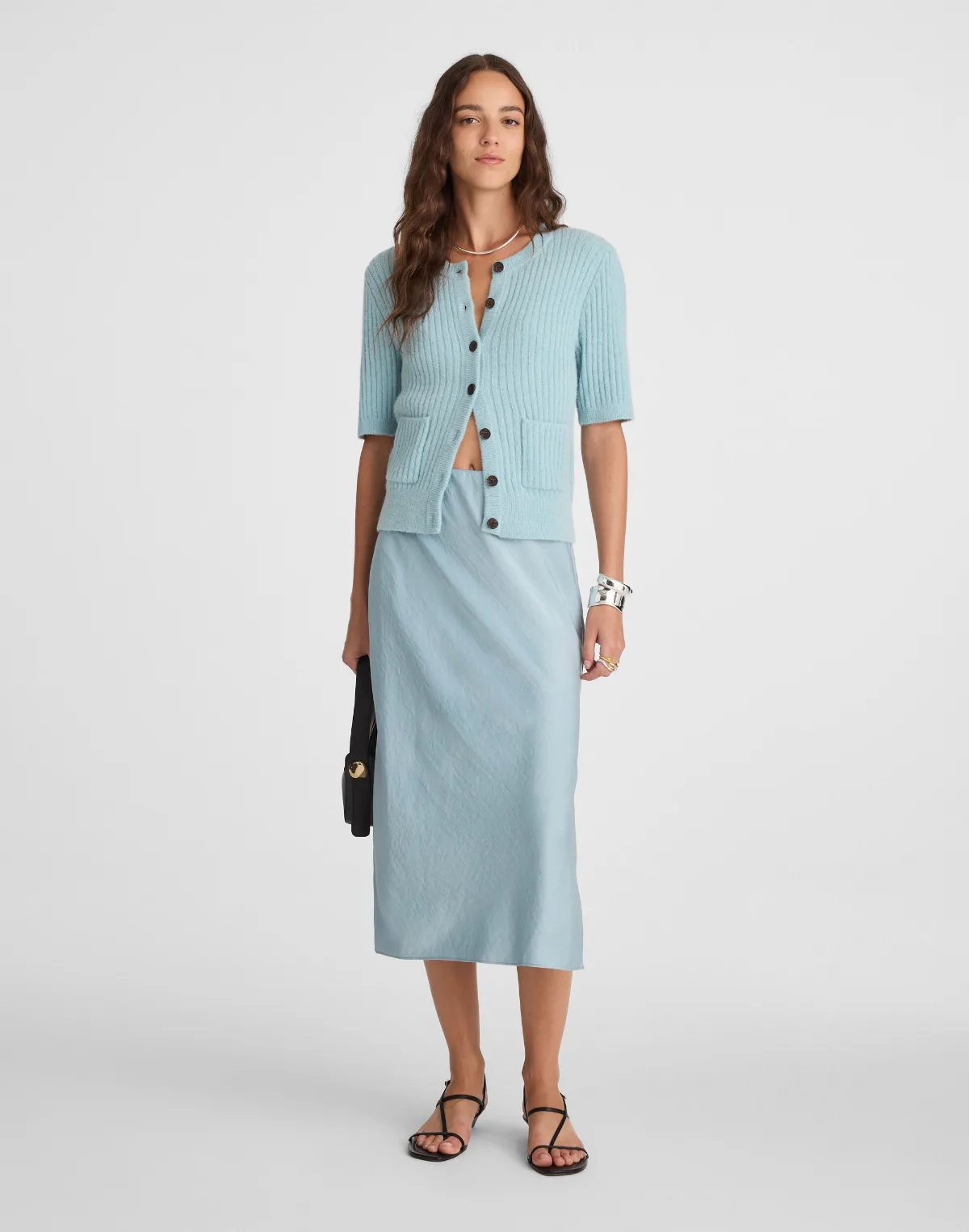 Satin Midi Slip Skirt