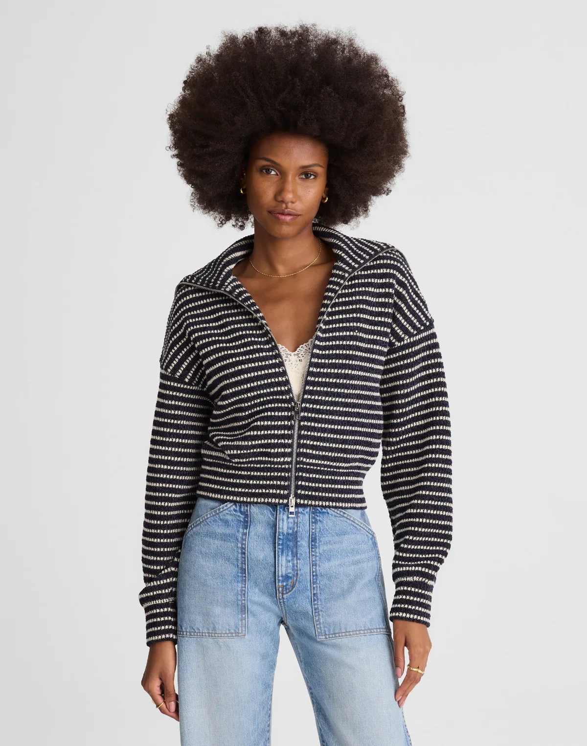 Zip-Up Knit Jacket by MW