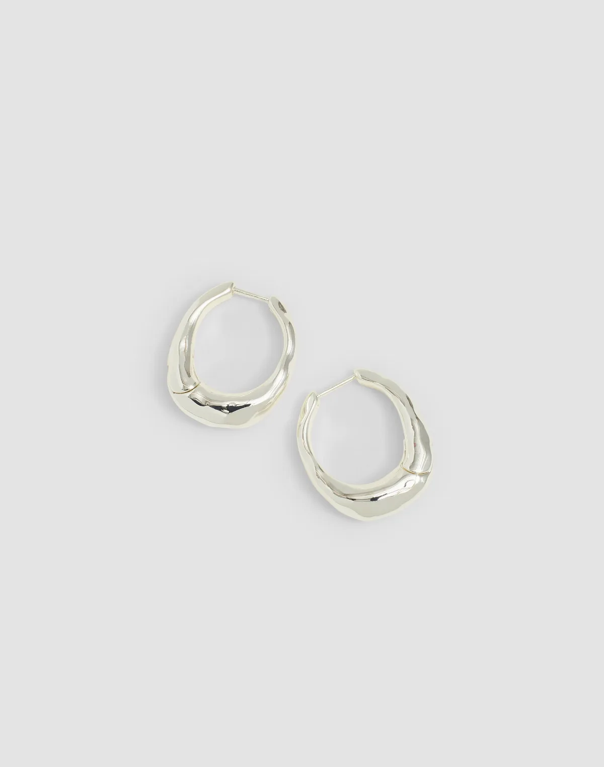 Hammered Puffy Medium Hoop Earrings