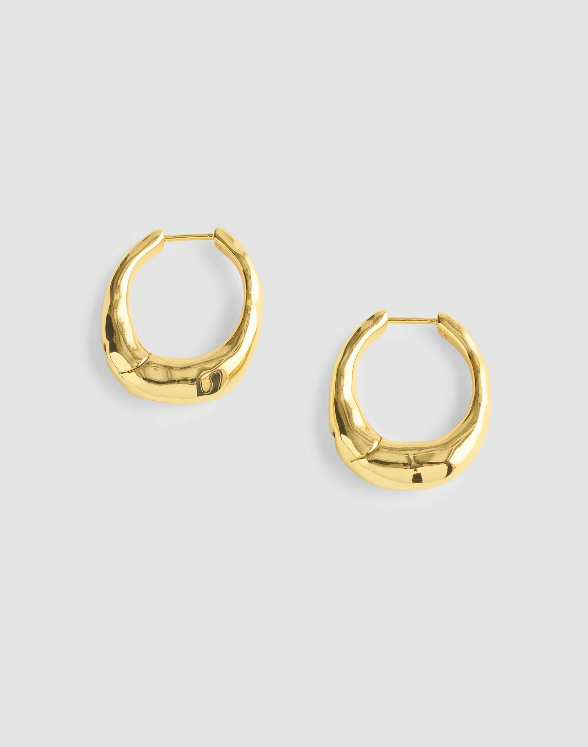 Hammered Puffy Medium Hoop Earrings