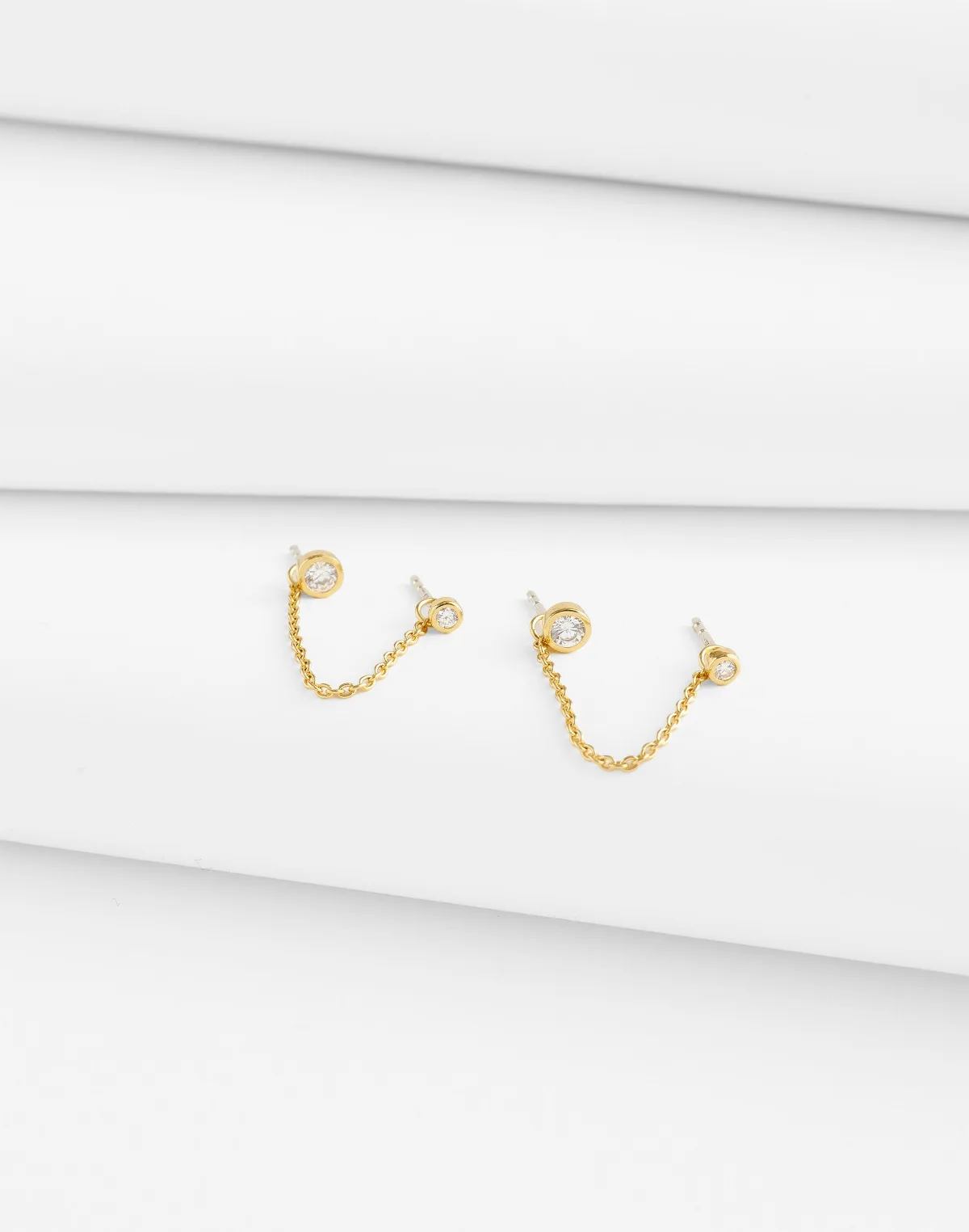 Demi-Fine Chain Double Stud Earrings by MW