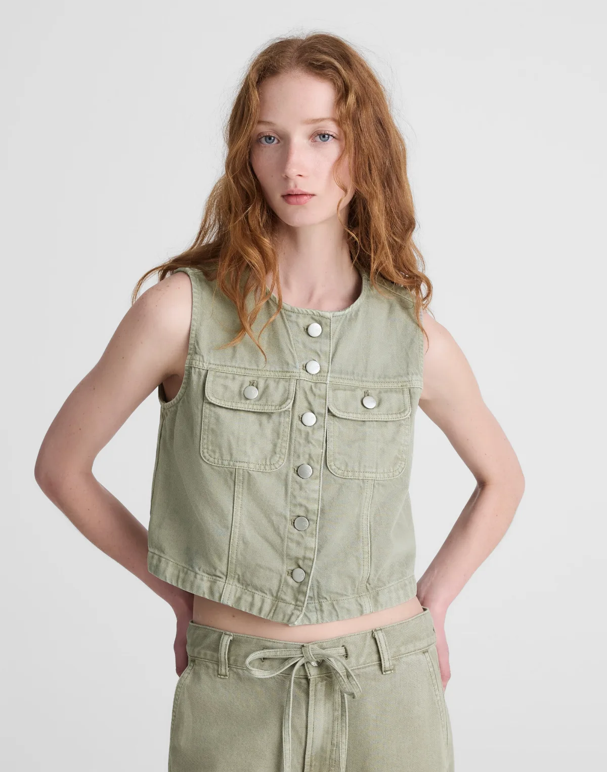 Cropped Vest in Airy Denim by MW