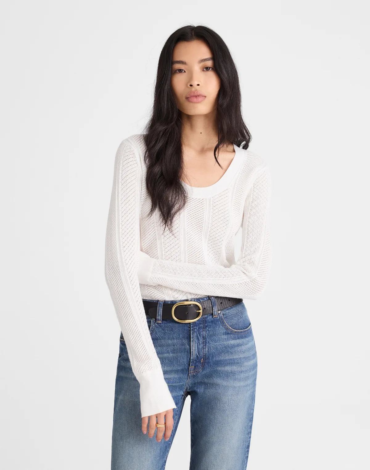 The Signature Knit Lace-Stitch Sweater by MW