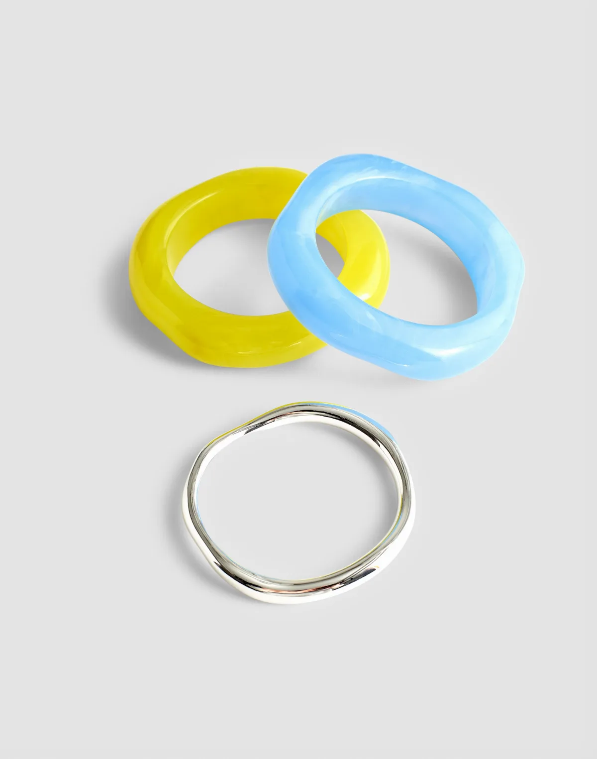 Three-Pack Sculptural Resin Bangle Bracelet Set by MW