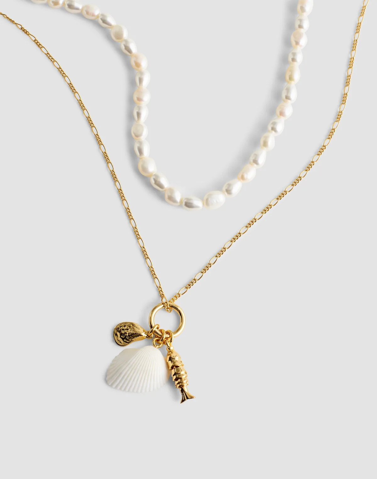 Madewell x Shopbop Beaded Shell Necklace Set by MW
