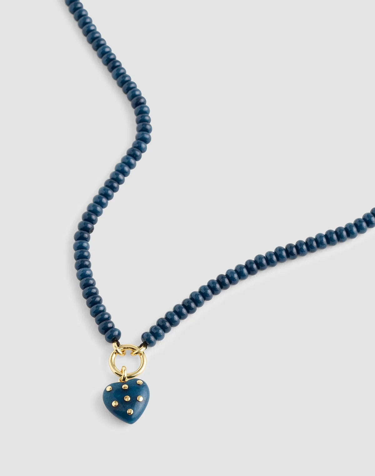 Semiprecious Polka-Dot Heart Beaded Charm Necklace by MW