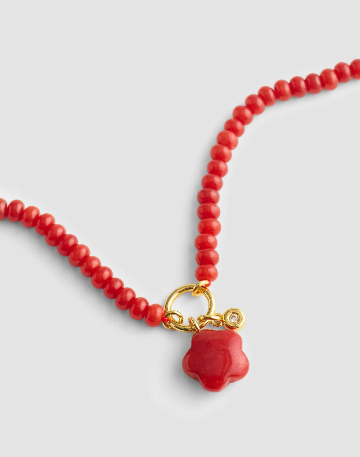 Semiprecious Flower Beaded Charm Necklace by MW