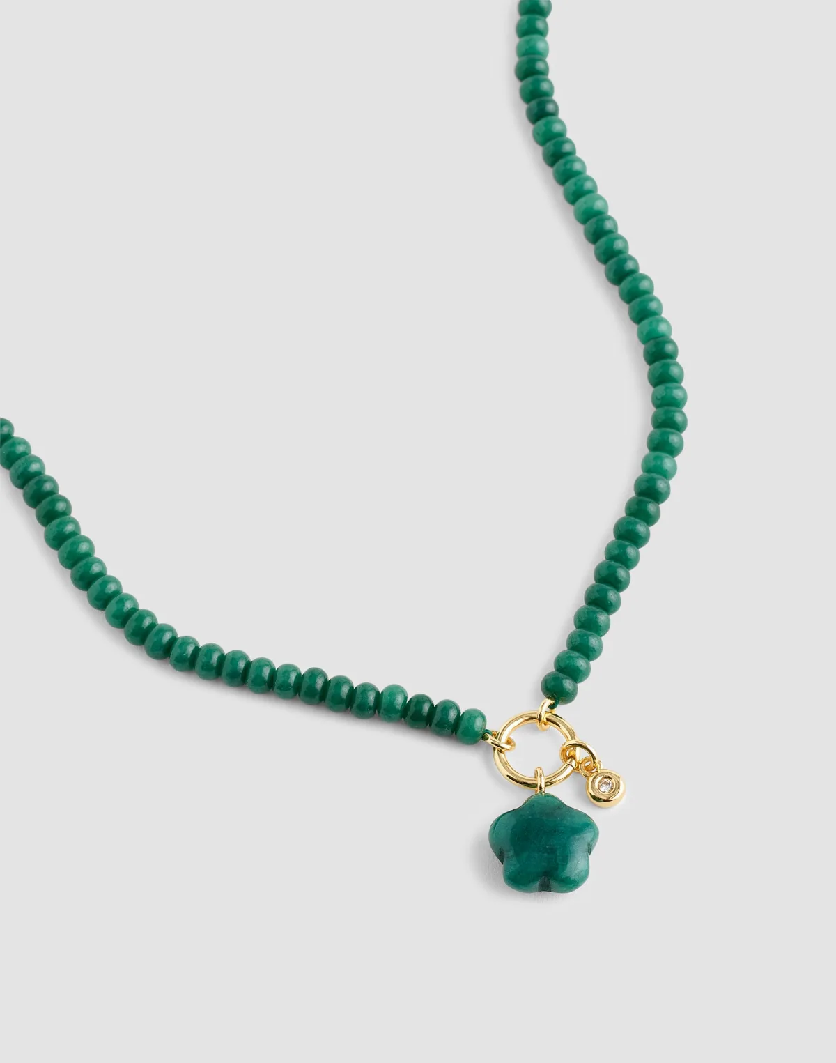 Semiprecious Flower Beaded Charm Necklace by MW