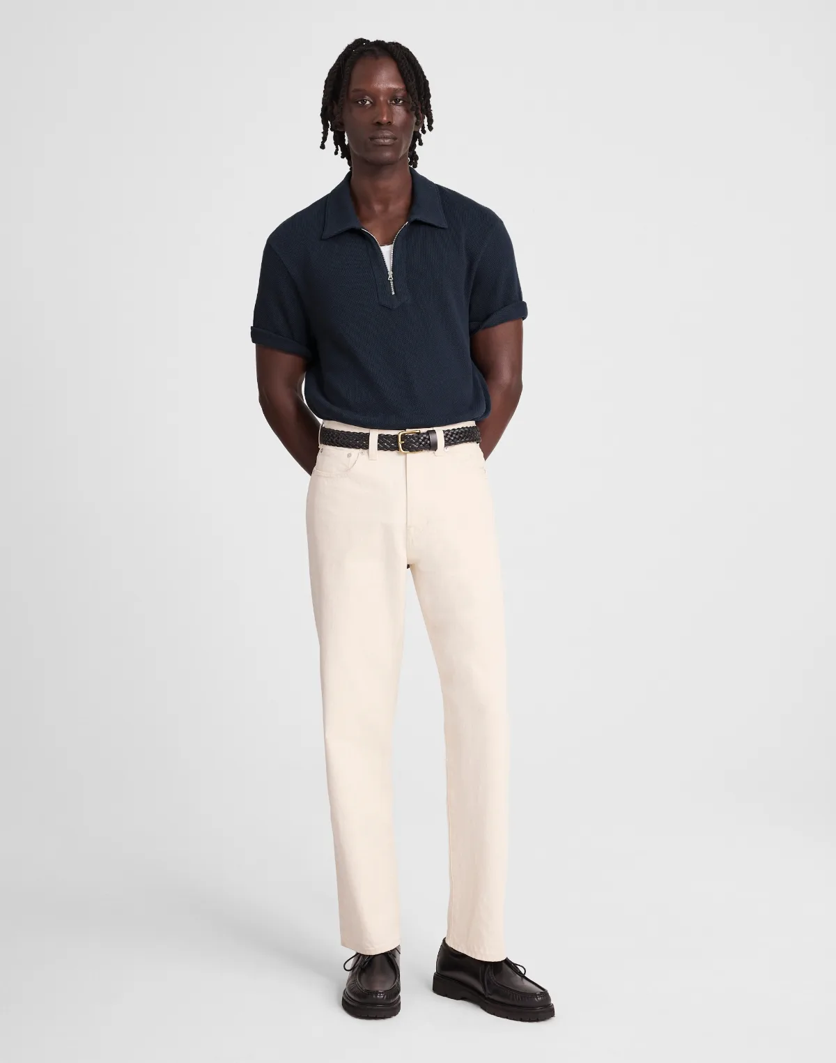 Quarter-Zip Pique Polo Shirt by MW