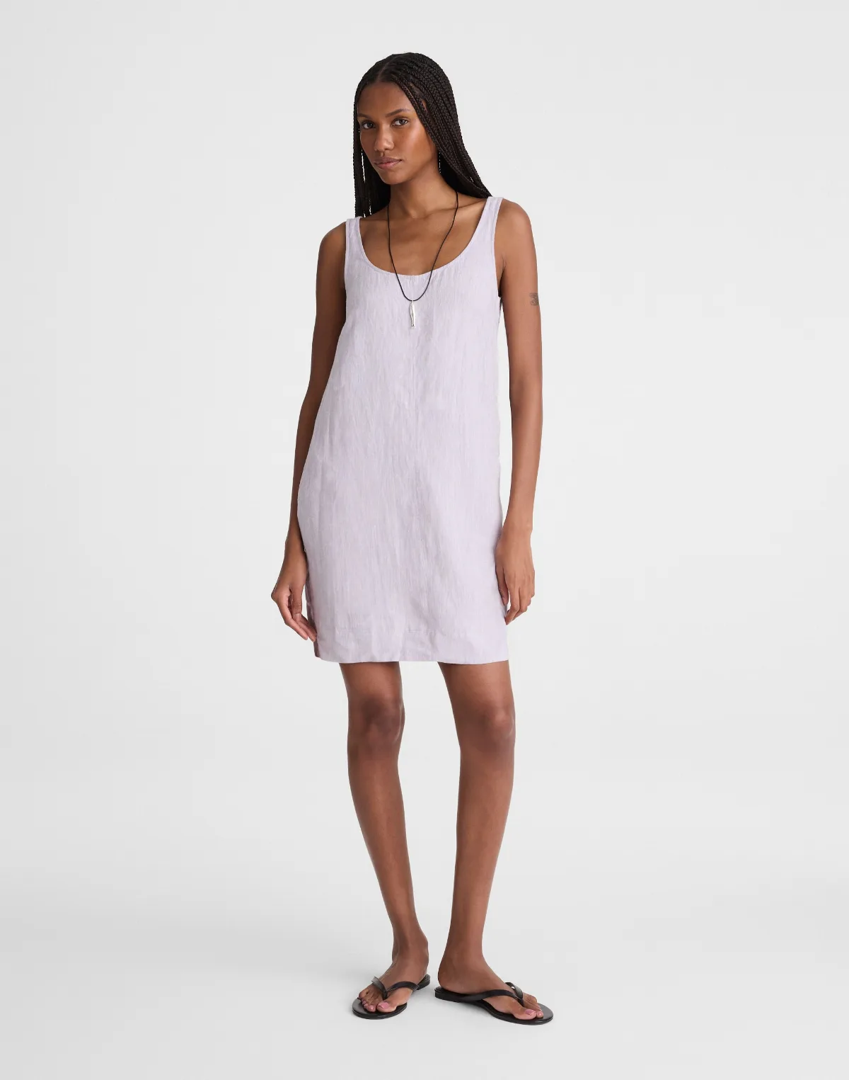 Scoopneck Mini Shift Dress in 100% Linen