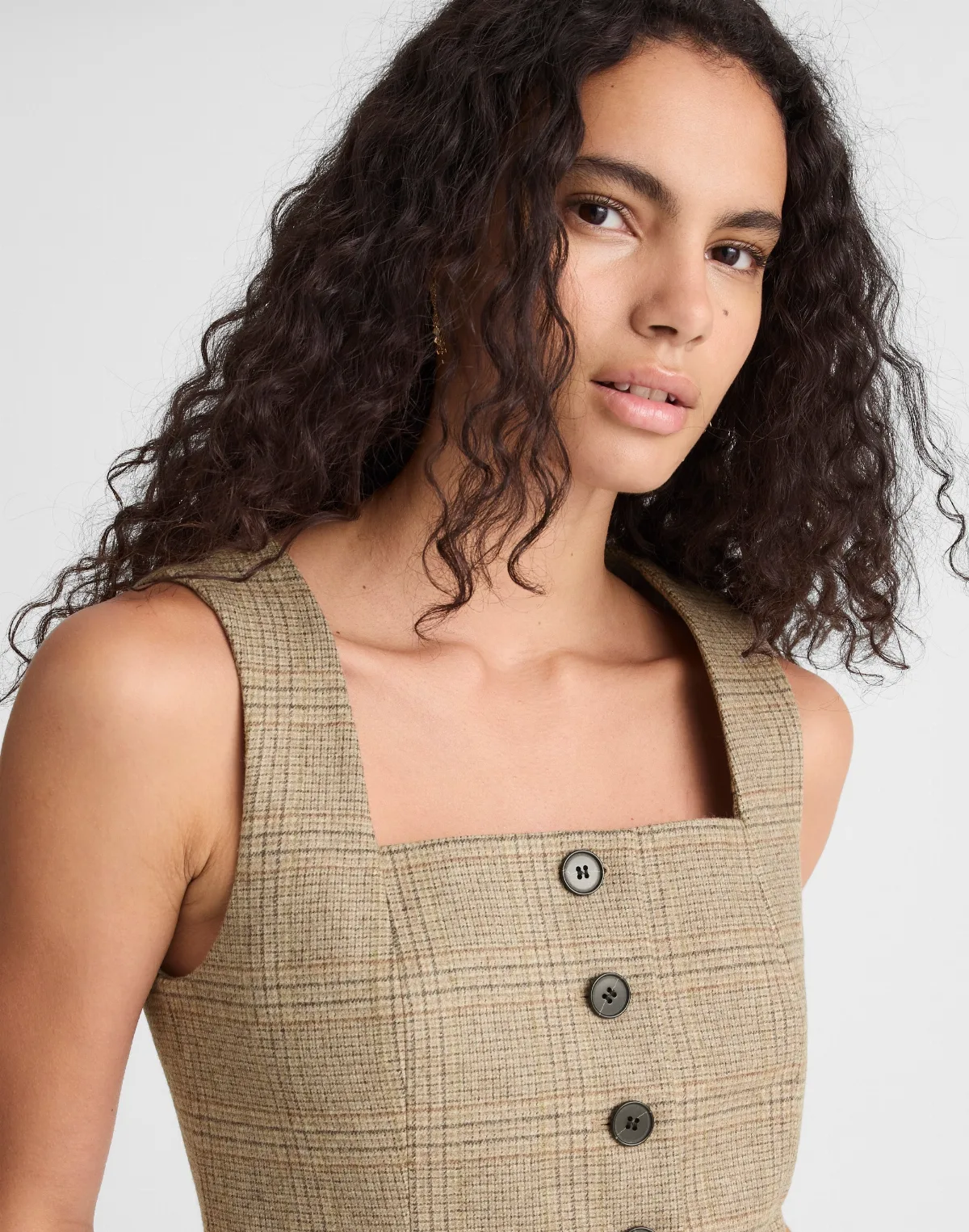 Squareneck Crop Vest in Plaid by MW