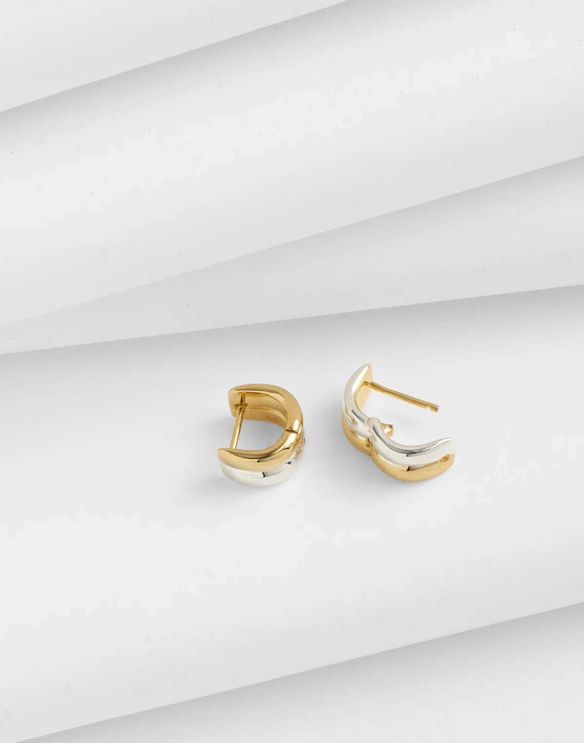 Demi-Fine Mixed-Metal Chunky Huggie Earrings by MW