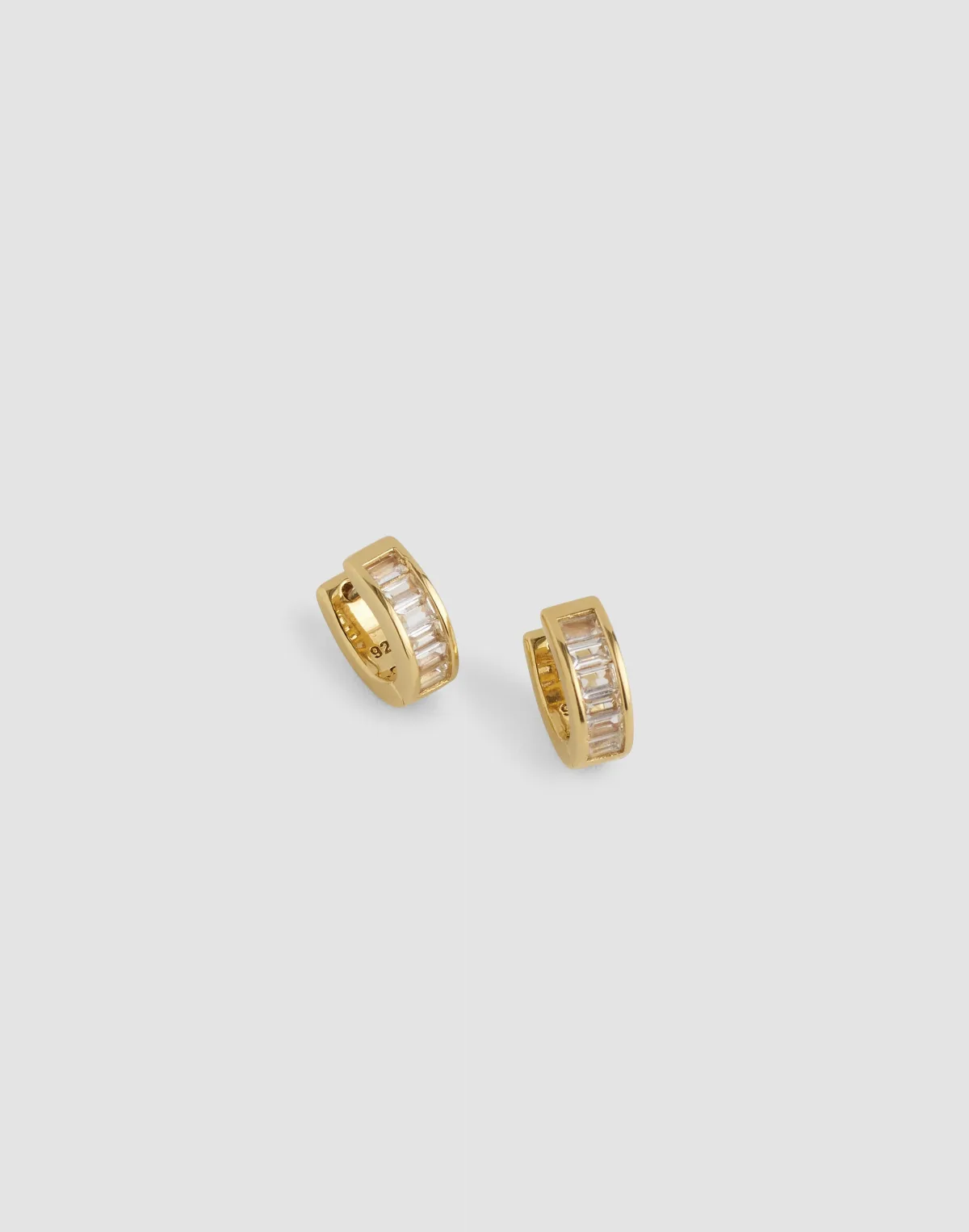 Demi-Fine Baguette Crystal Huggie Hoop Earrings by MW