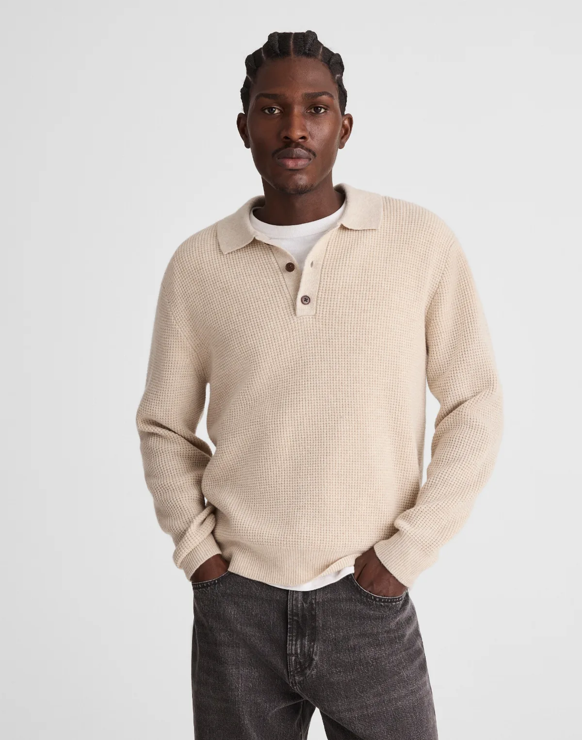 Waffle-Knit Sweater Polo by MW