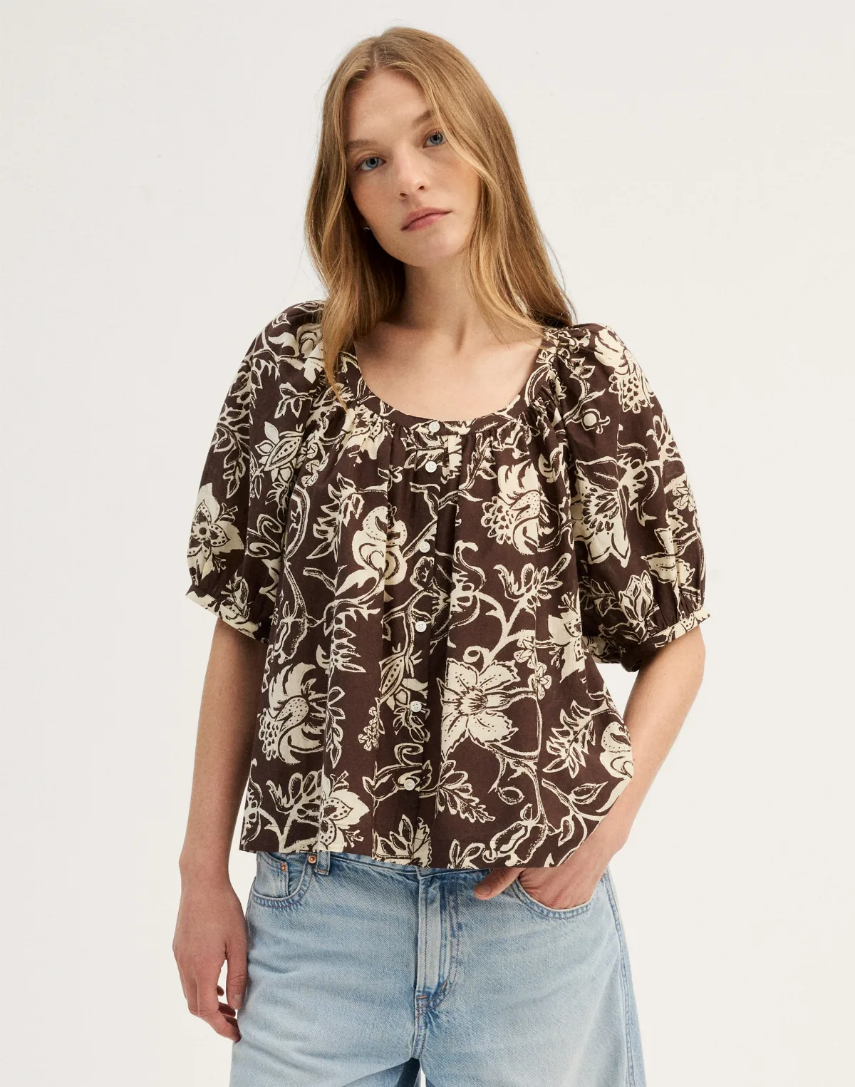 Puff-Sleeve A-Line Top by MW