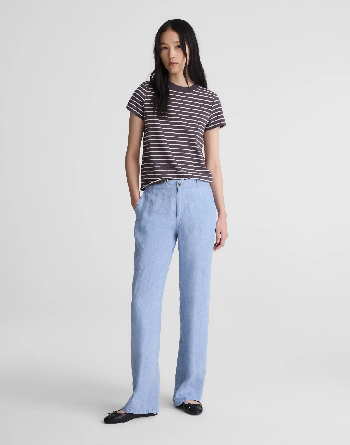 The Zoe Relaxed Straight Pant in 100% Linen by MW