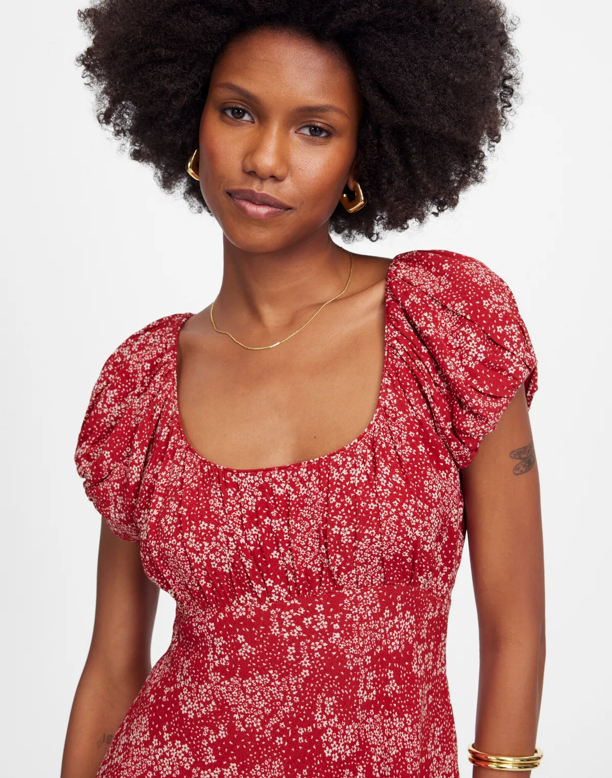 Ruched Scoopneck Mini Dress in Floral by MW