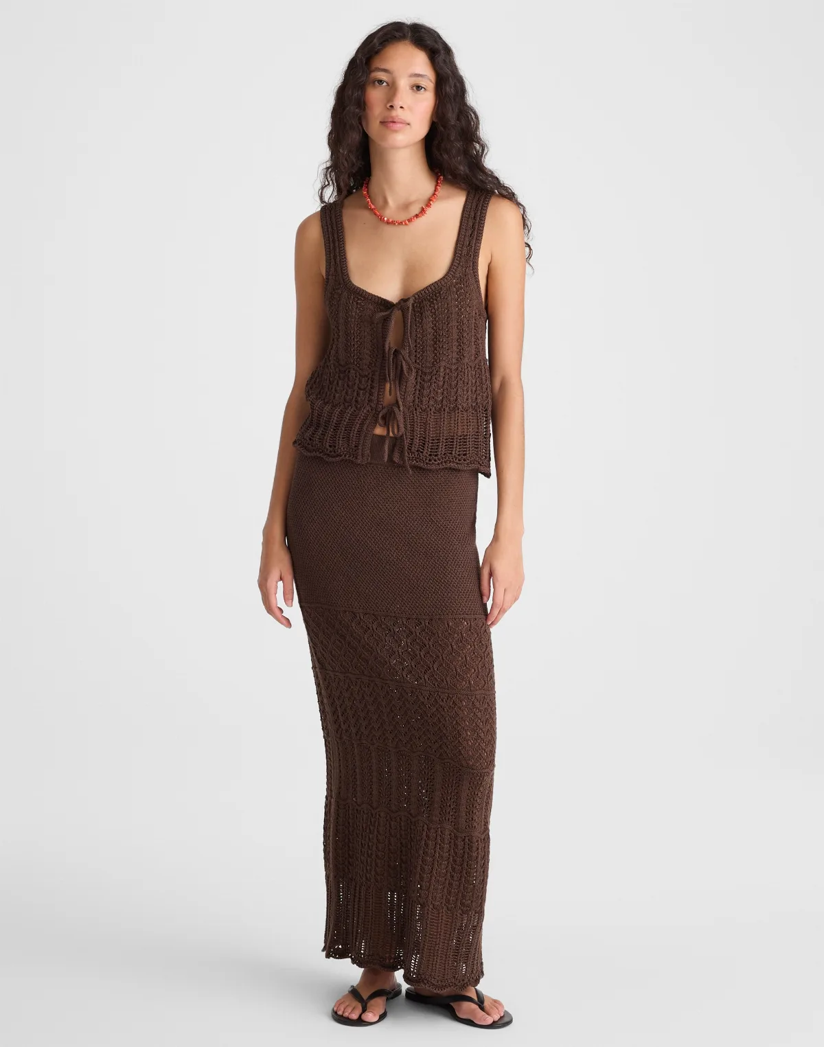 Pointelle-Stitch Maxi Skirt by MW