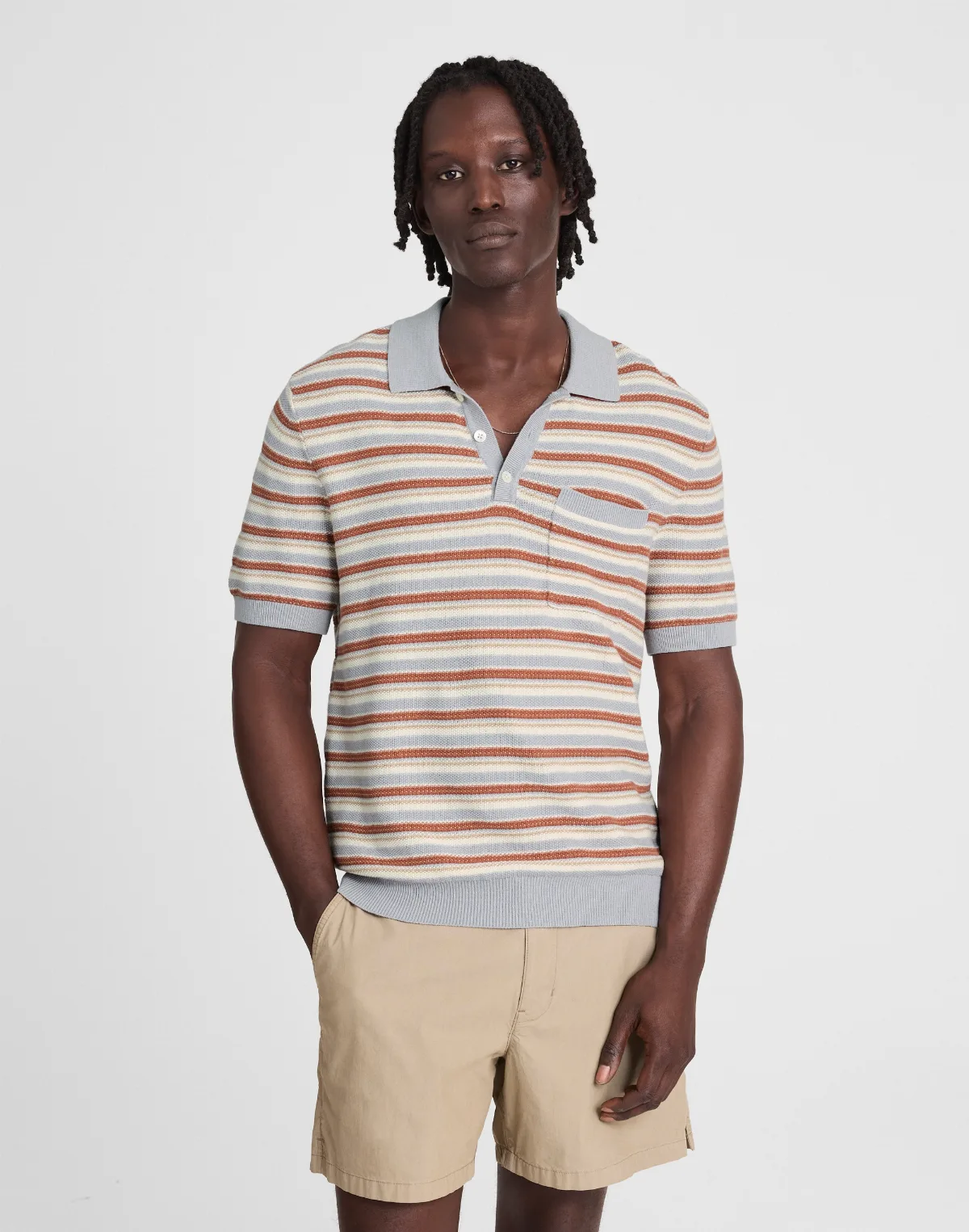 Three-Button Sweater Polo in Cotton-Linen Blend by MW