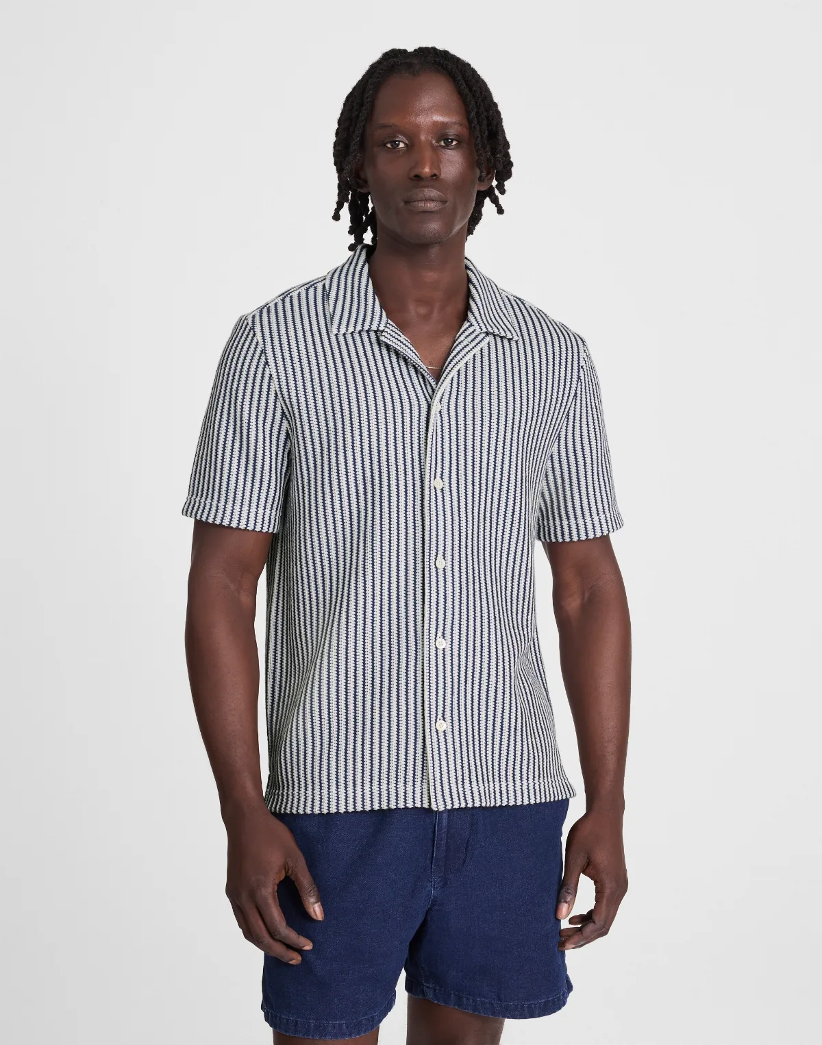 Textured-Knit Short-Sleeve Shirt by MW