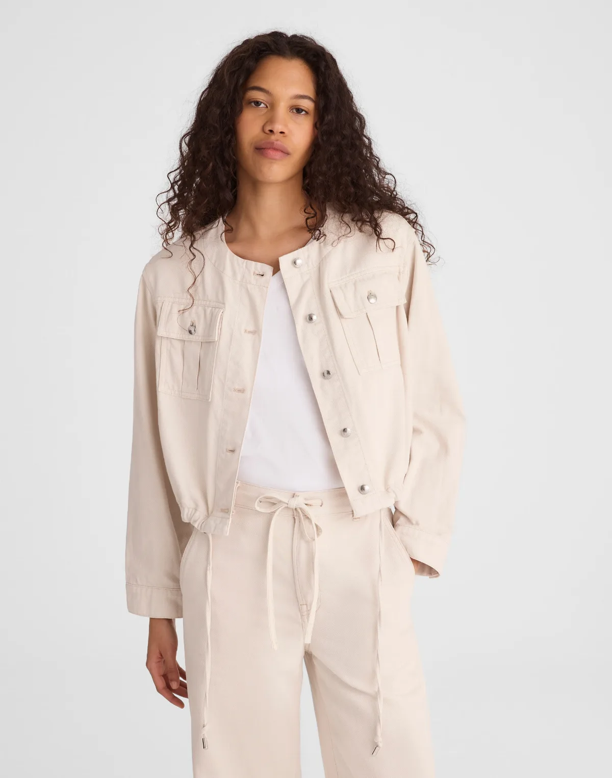 Drawstring Utility Jacket in Airy Denim by MW
